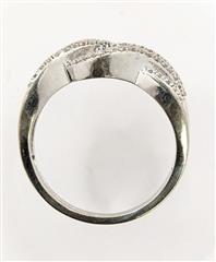 10K White Gold Lady's Engagement Ring Diamond Round Brilliant Baguette Sz8